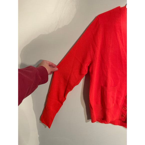 J.Crew Collection Red/Orange 100% Italian Cashmere Button Front Cardigan - Picture 4 of 11
